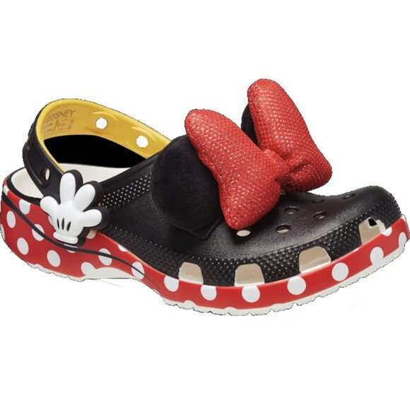 NEW Crocs Size J6 Kids (Fits Women's 7.5/8) Minnie Mouse Classic Clog, Black/Red - Picture 5 of 6